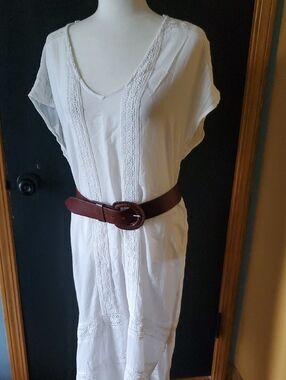 Women's White Lace-Trim Dress or Beach Cover Up